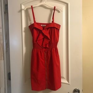 red ruffled dress